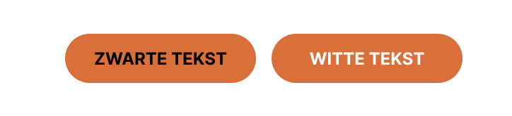 Een oranje knop met zwarte en witte tekst